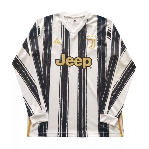 Tailandia Camiseta Juventus Primera ML 2020-2021 Blanco Negro